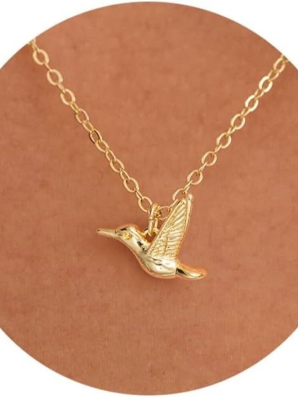 ⚡14k Gold Plated Women Hummingbird Pendant Necklace Elegant Bird Charm Jewelry